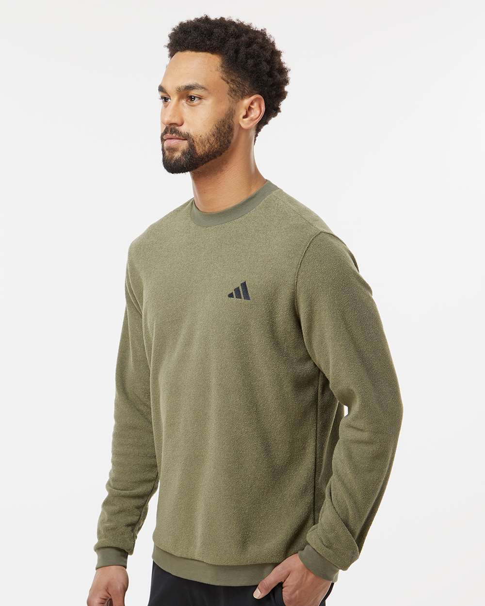 Men's Crewneck Sweatshirt - OnModelSide - B08753102 - Olive Strata