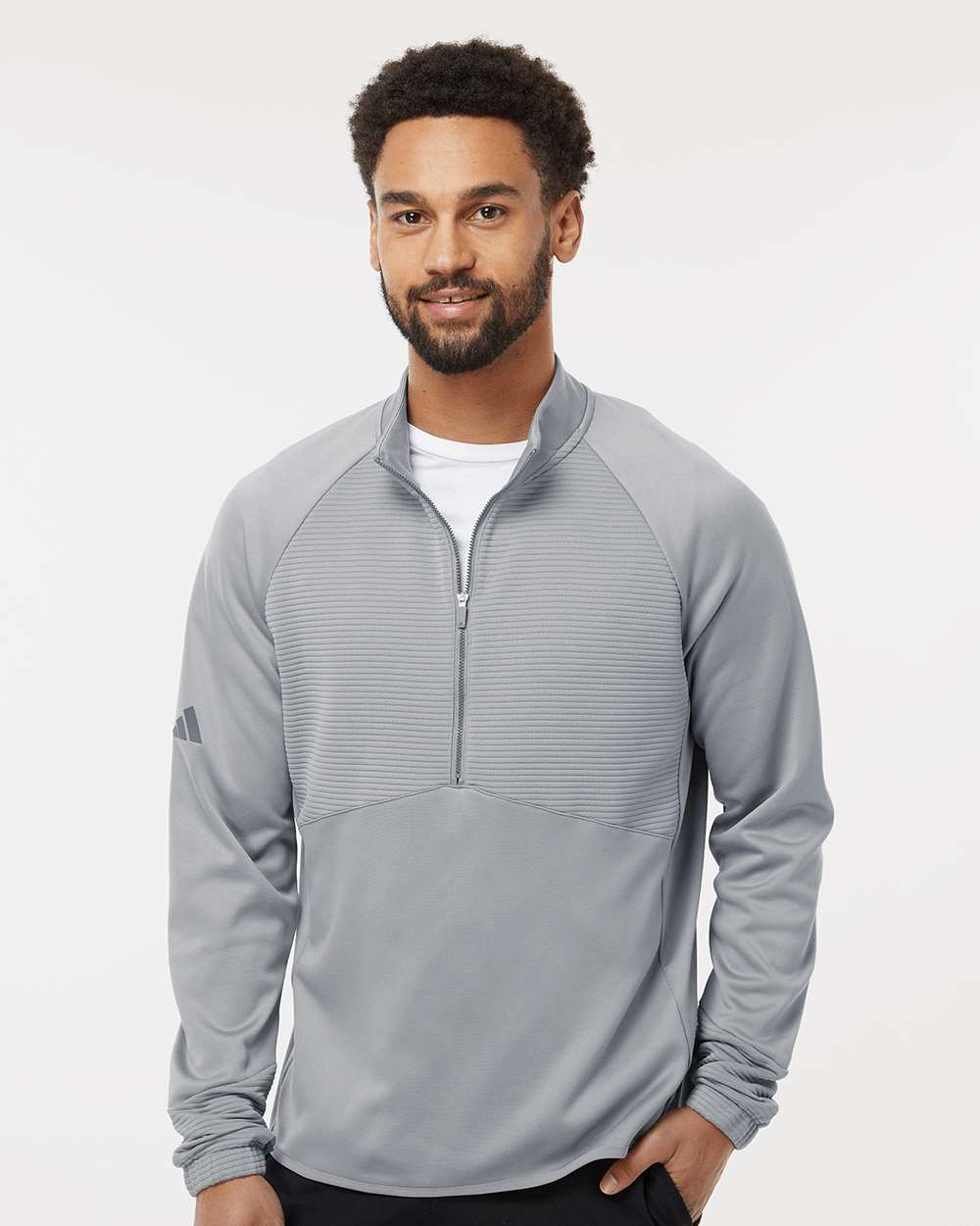Men's Quarter-Zip Pullover - OnModelFront - B08853353 - Grey Three