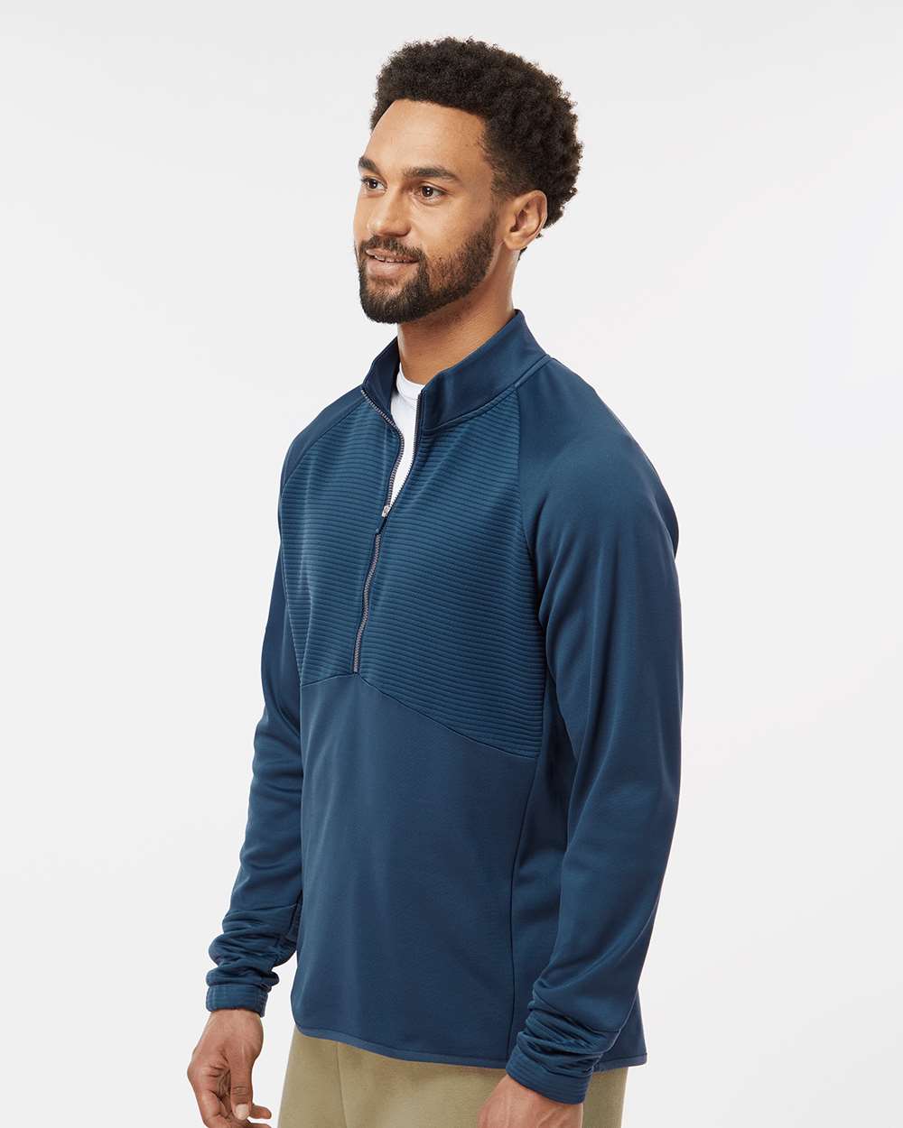Men's Quarter-Zip Pullover - OnModelSide - B08853653 - Crew Navy