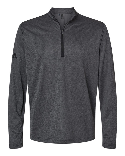 Men's Space Dyed Quarter-Zip Pullover - Front - B55753503 - Black Melange