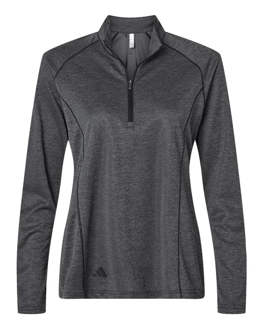 Women's Space Dyed Quarter-Zip Pullover - Front - B55853502 - Black Melange