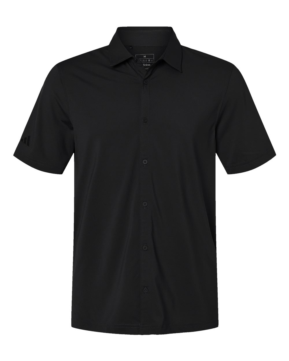 Men's Button Down Short Sleeve Shirt - Front - B55953503 - Black