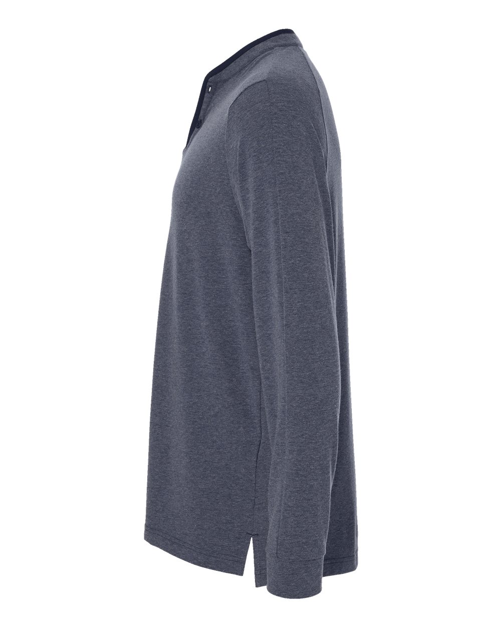 Men's Henley Long Sleeve T-Shirt - DirectSide - B09653653 - Collegiate Navy Melange