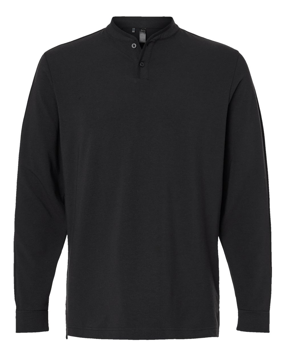 Men's Henley Long Sleeve T-Shirt - Front - B09653503 - Black