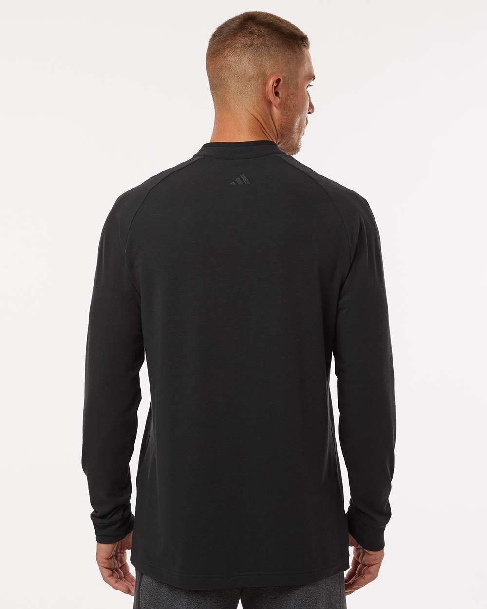 Men's Henley Long Sleeve T-Shirt - OnModelBack - B09653503 - Black