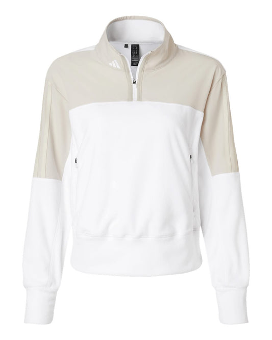 Women's Fleece Quarter-Zip Pullover - Front - B09953242 - Alumina