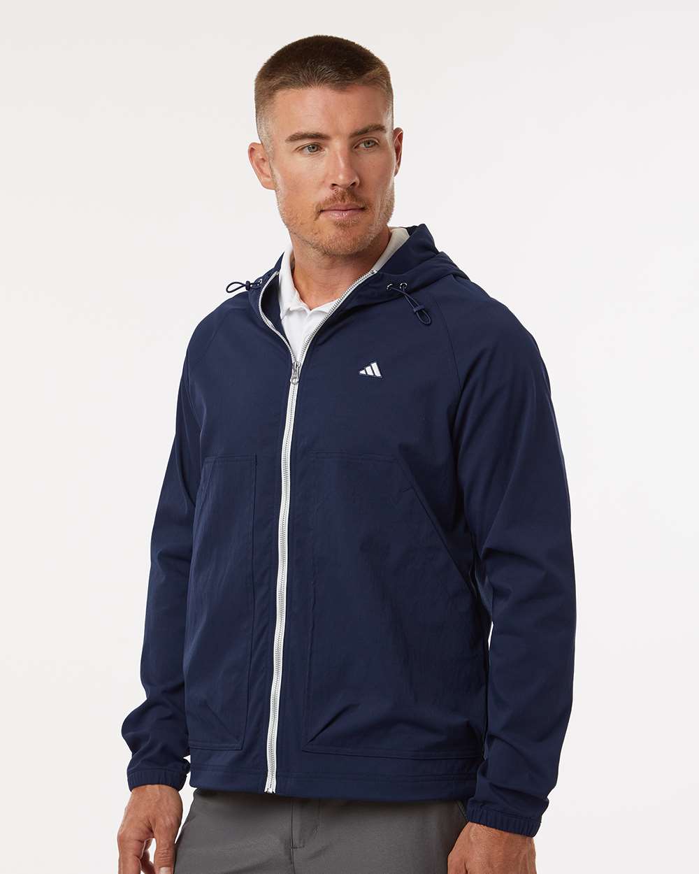 Men's Go-To Utility DWR Full-Zip Jacket - OnModelSide - B57153653 - Collegiate Navy