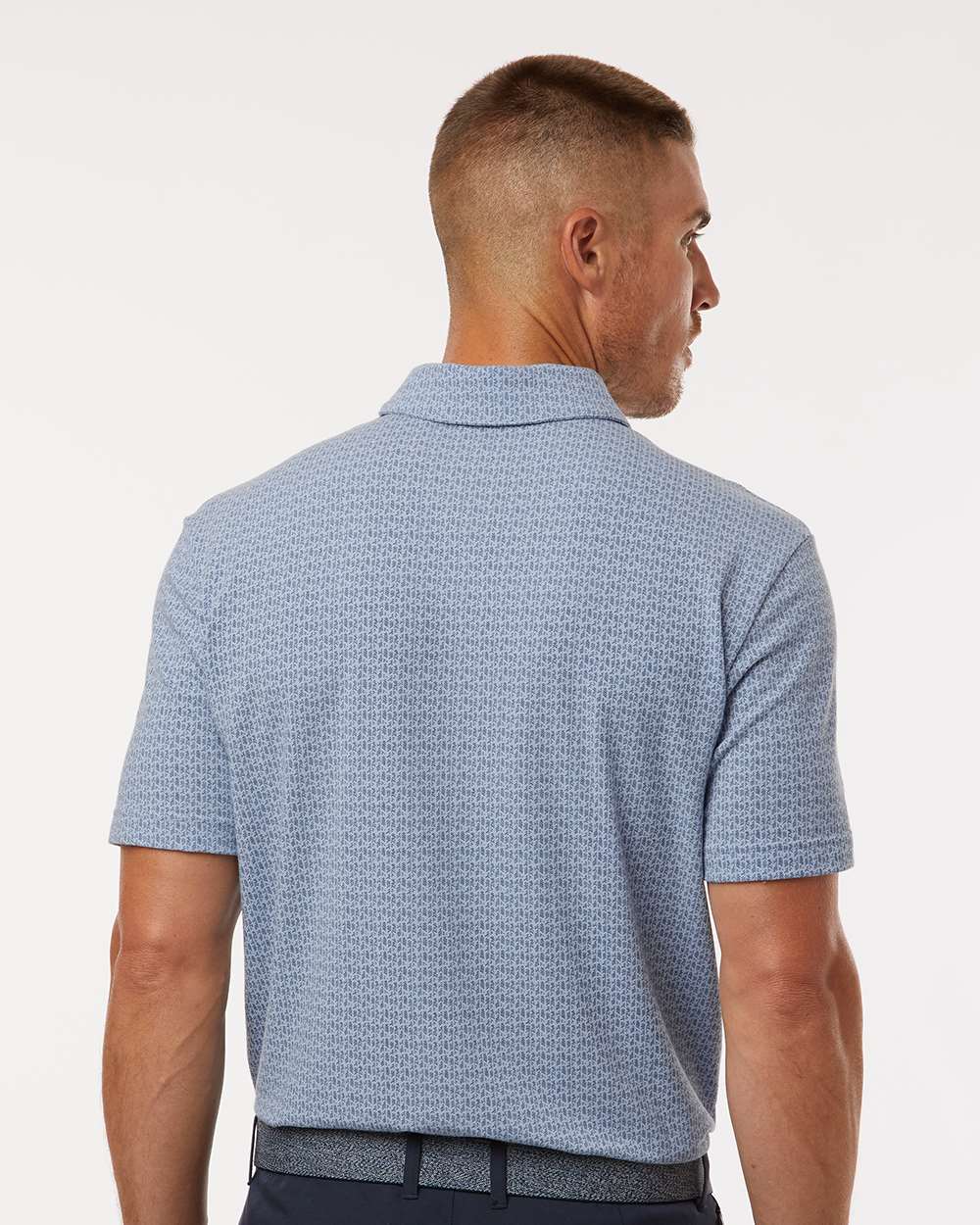Men's Printed Blend Polo - OnModelBack - B10353253 - Blue Dawn Melange
