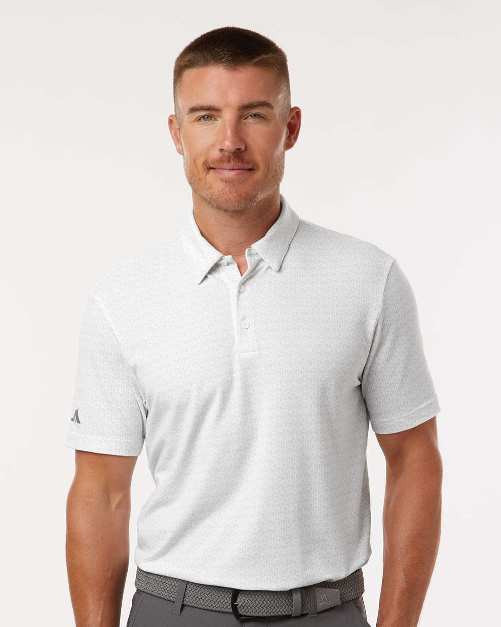 Men's Printed Blend Polo - OnModelFront - B10353003 - White