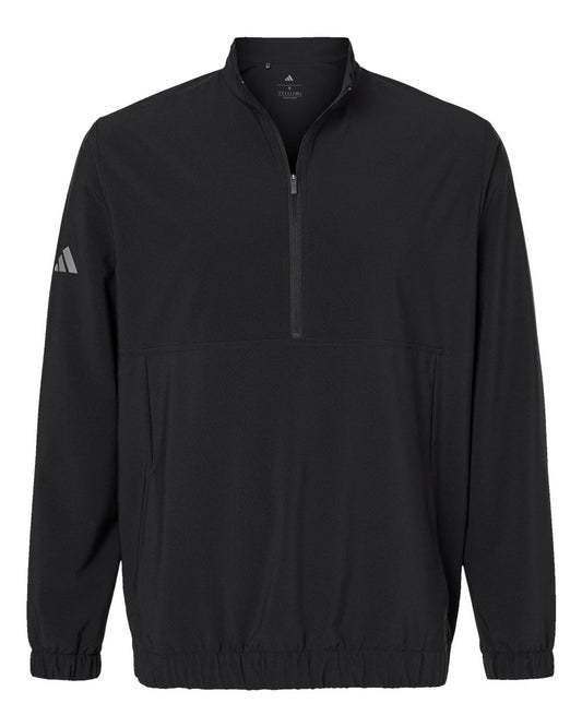 Men's Woven Half-Zip Pullover - Front - B11153502 - Black