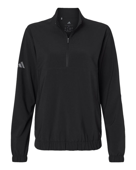 Women's Woven Half-Zip Pullover - Front - B11353502 - Black