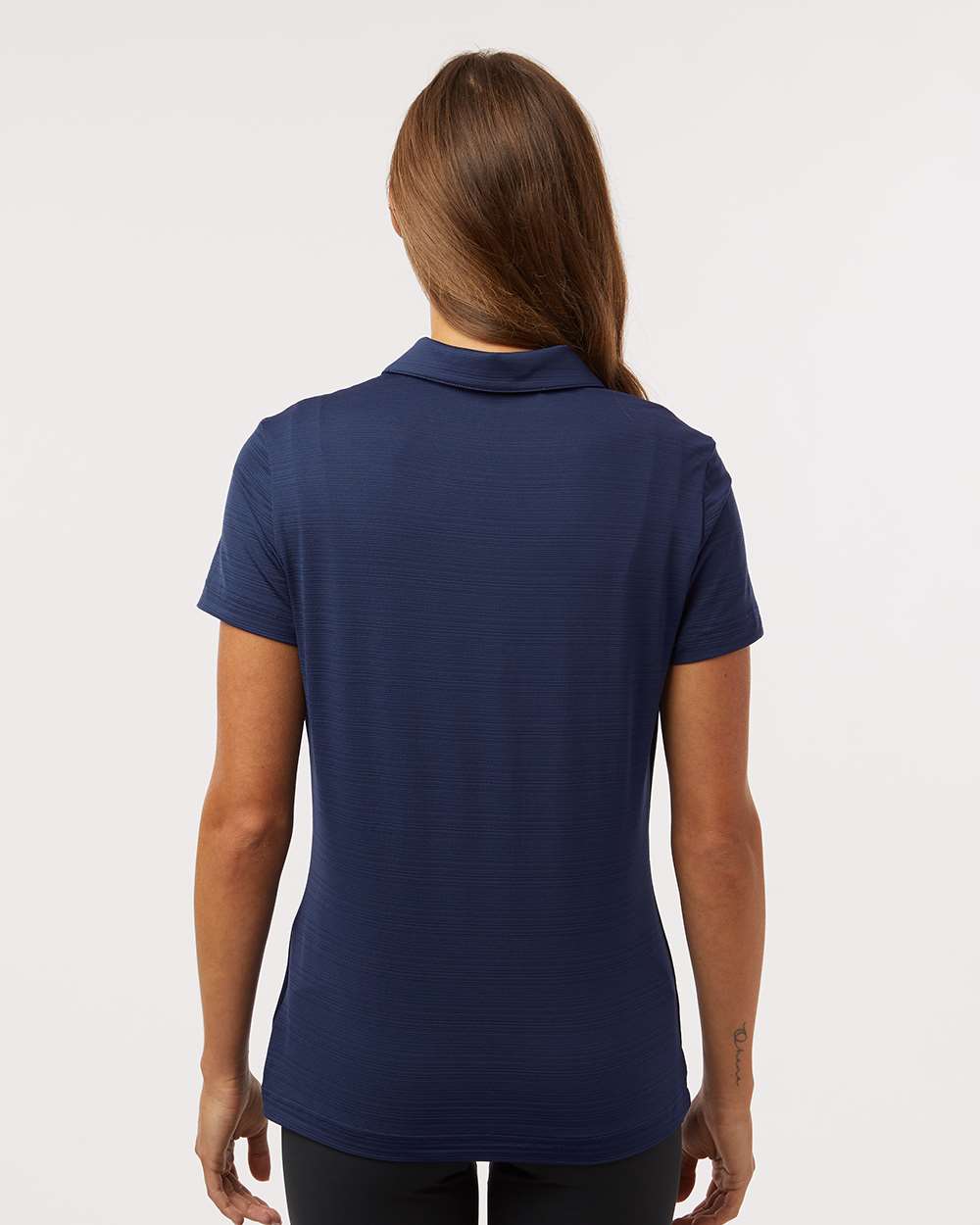 Women's Textured Stripe Polo - OnModelBack - B11553652 - Dark Blue