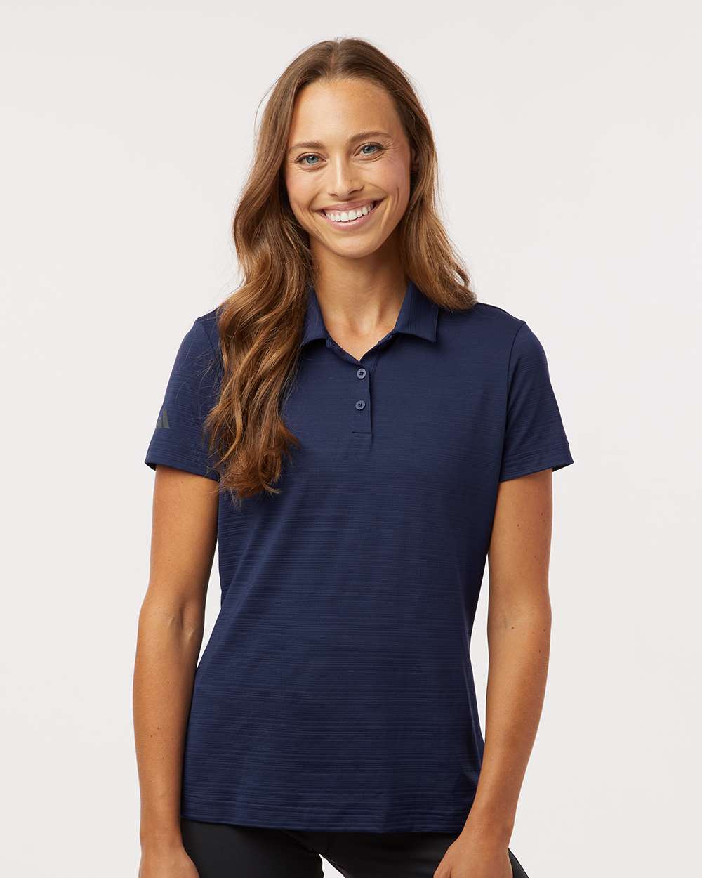 Women's Textured Stripe Polo - OnModelFront - B11553652 - Dark Blue