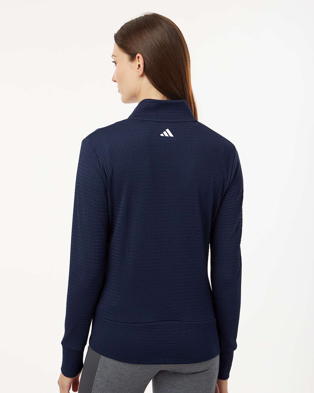 Women's Ultimate365 Textured Full-Zip Jacket - OnModelBack - B11753652 - Collegiate Navy