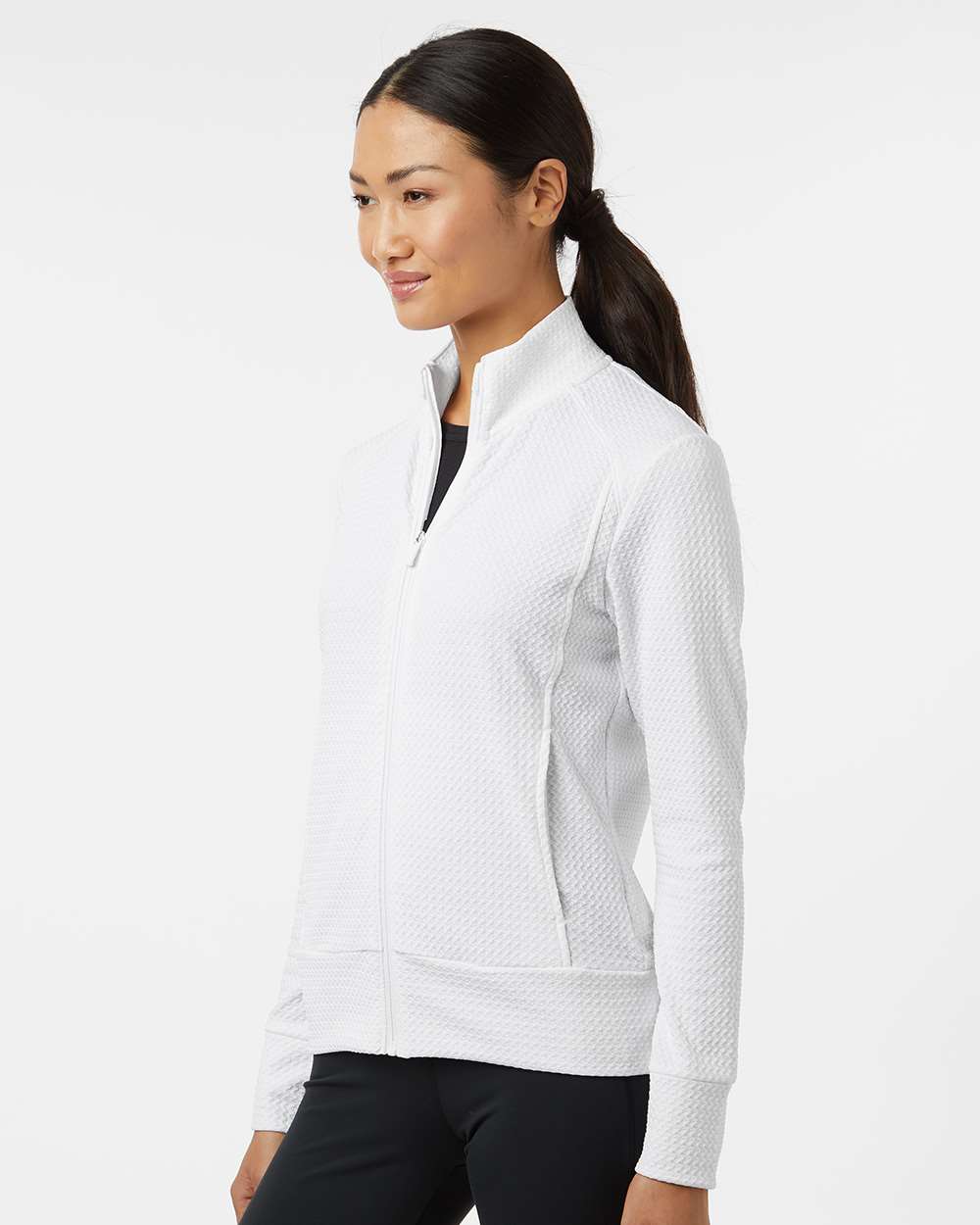 Women's Ultimate365 Textured Full-Zip Jacket - OnModelSide - B11753002 - White