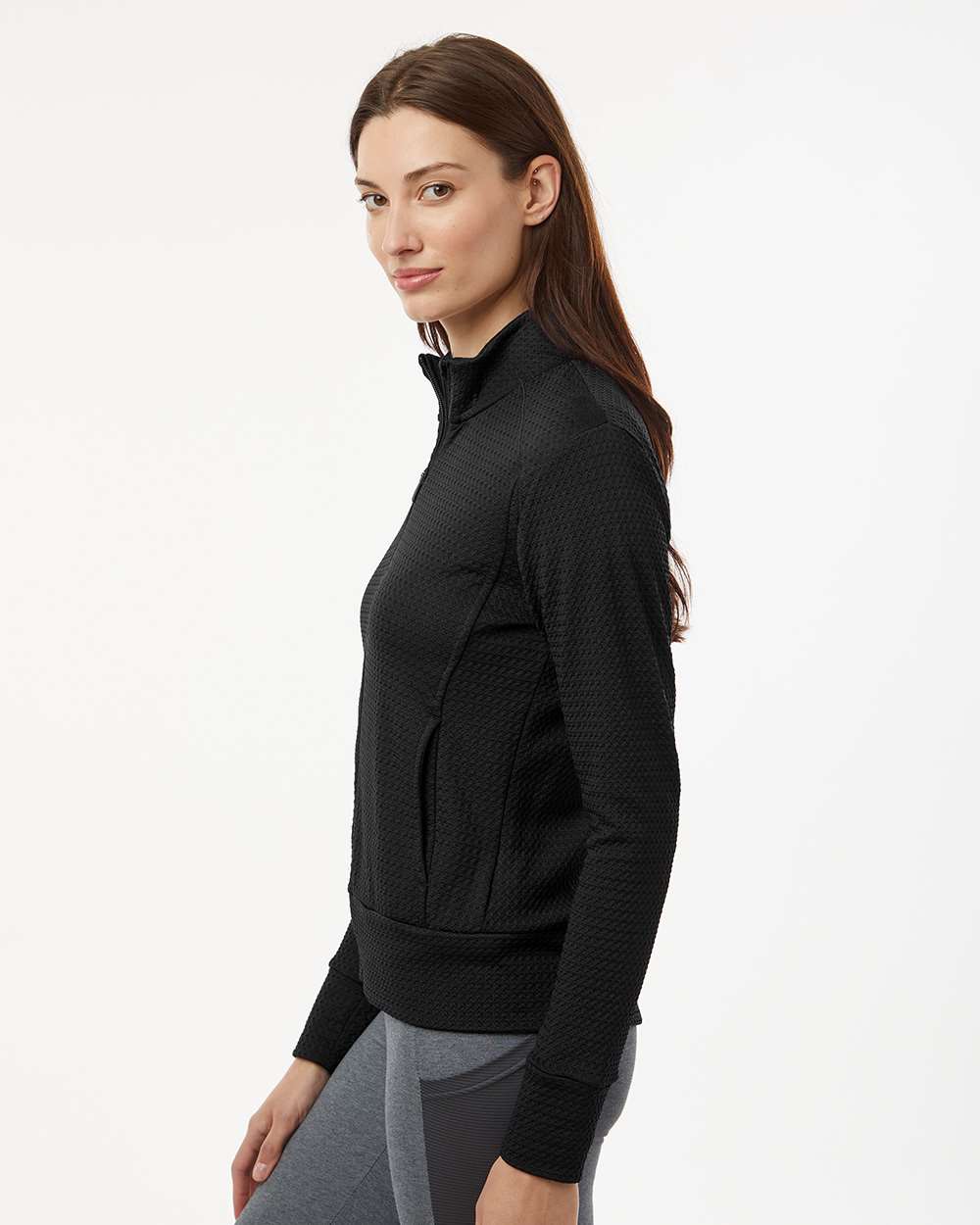 Women's Ultimate365 Textured Full-Zip Jacket - OnModelSide - B11753502 - Black