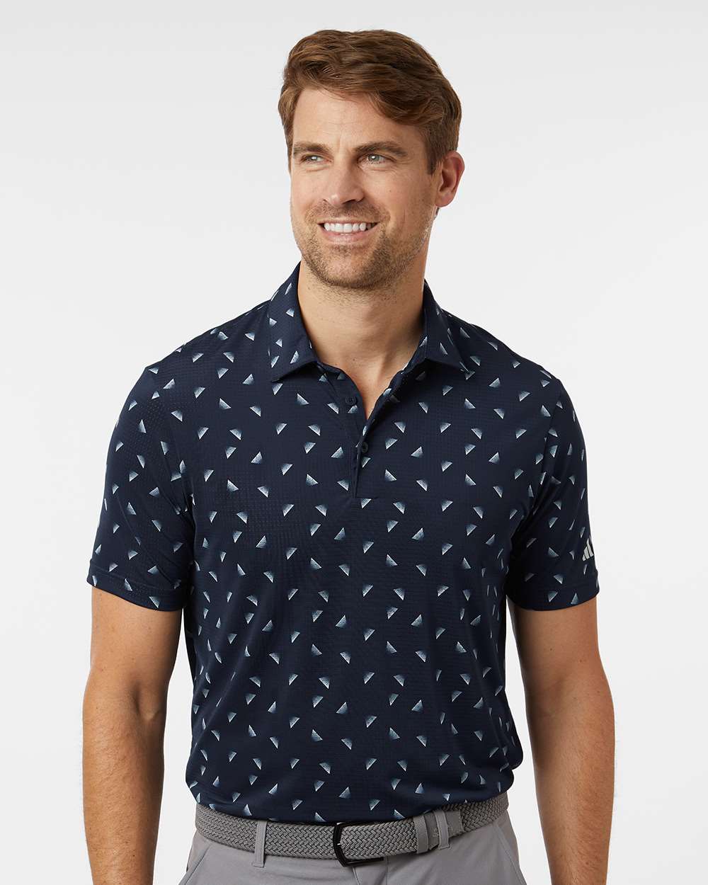 Men's Ultimate365 Mesh Polo - OnModelFront - B12553653 - Collegiate Navy/ Wonder Silver