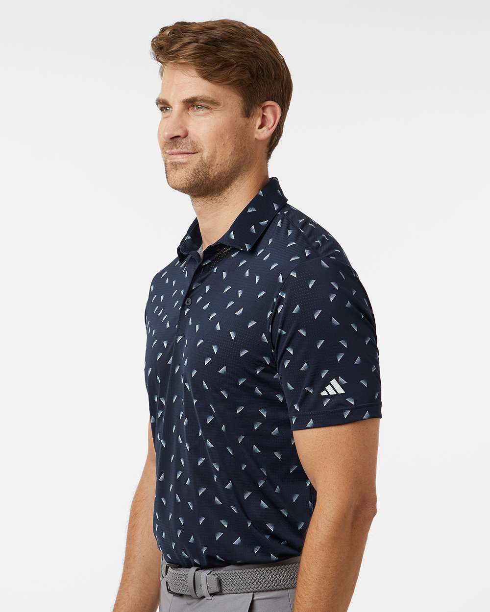 Men's Ultimate365 Mesh Polo - OnModelSide - B12553653 - Collegiate Navy/ Wonder Silver