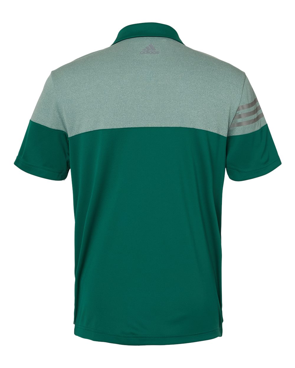 Men's Heathered 3-Stripes Colorblocked Polo - Back - B18353604 - Collegiate Green