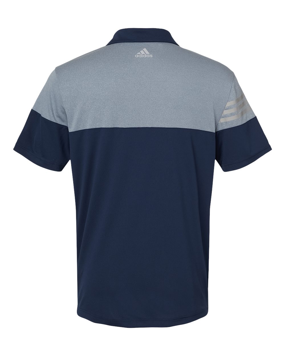 Men's Heathered 3-Stripes Colorblocked Polo - Back - B18353654 - Collegiate Navy/ Mid Grey