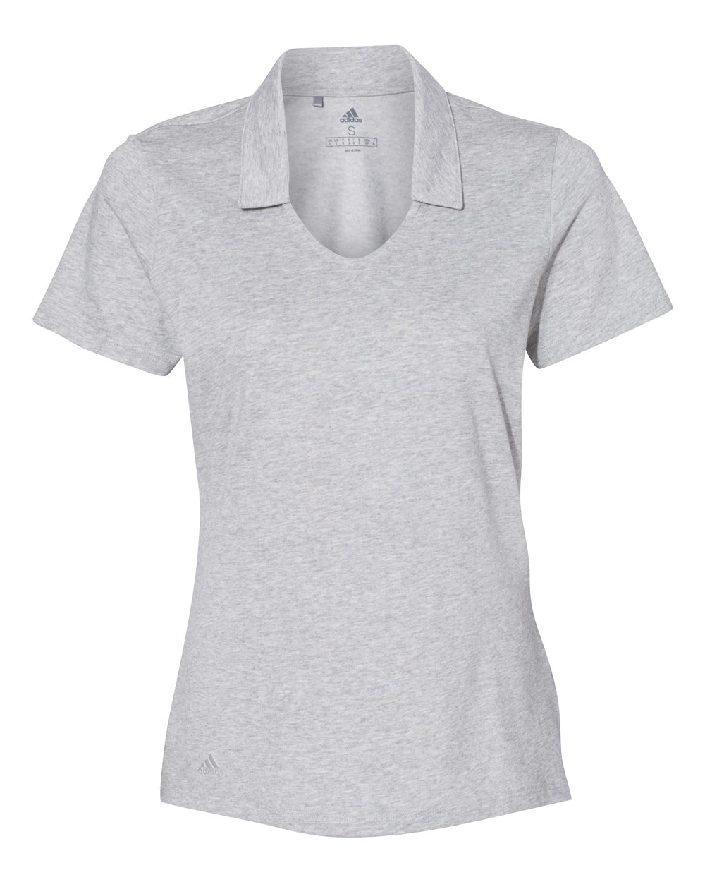 Women's Cotton Blend Polo - Front - B90853024 - Medium Grey Heather
