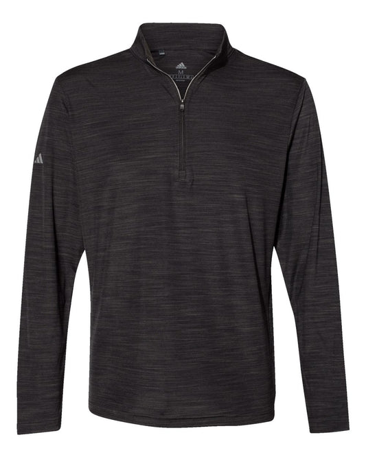 Men's Lightweight Mélange Quarter-Zip Pullover - Front - B00753503 - Black Melange