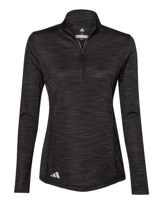 Women's Lightweight Mélange Quarter-Zip Pullover - Front - B00853503 - Black Melange