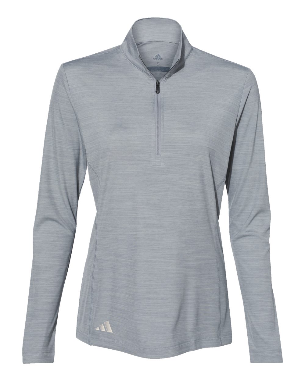 Women's Lightweight Mélange Quarter-Zip Pullover - Front - B00853583 - Mid Grey Melange