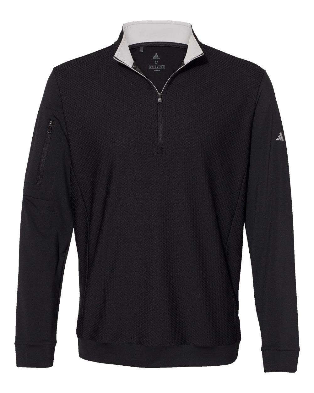 Men's Performance Textured Quarter-Zip Pullover - Front - B01353503 - Black
