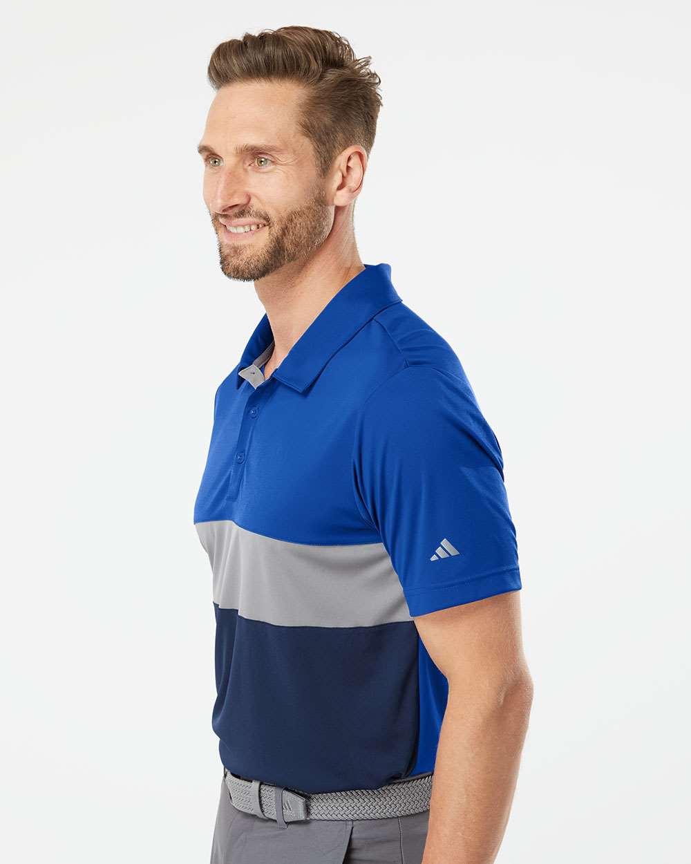 Men's Merch Block Polo - OnModelSide - B02953753 - Collegiate Royal/ Grey Three/ Collegiate Navy