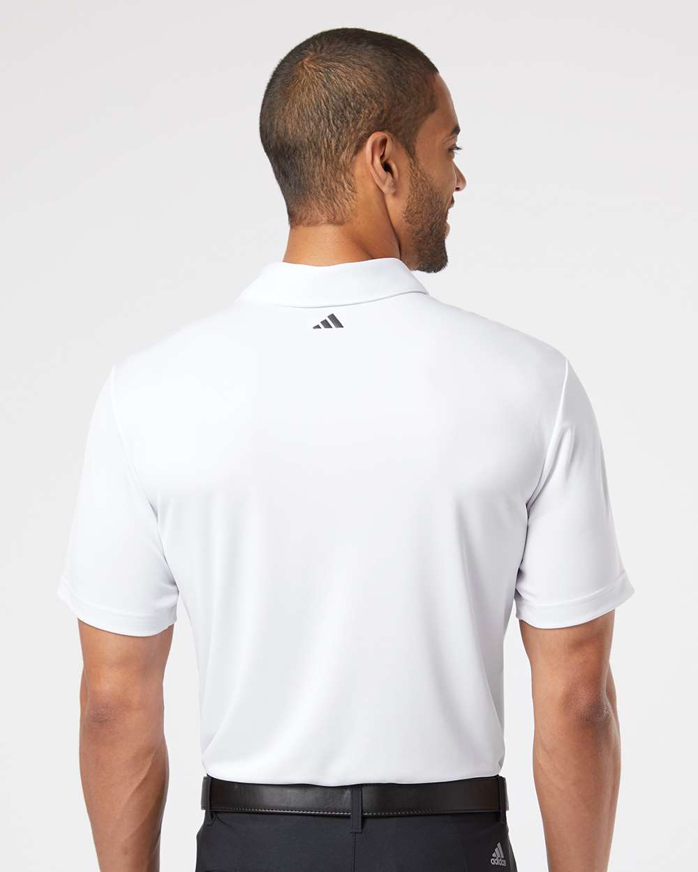 Men's Floating 3-Stripes Polo - OnModelBack - B03053003 - White/ Black