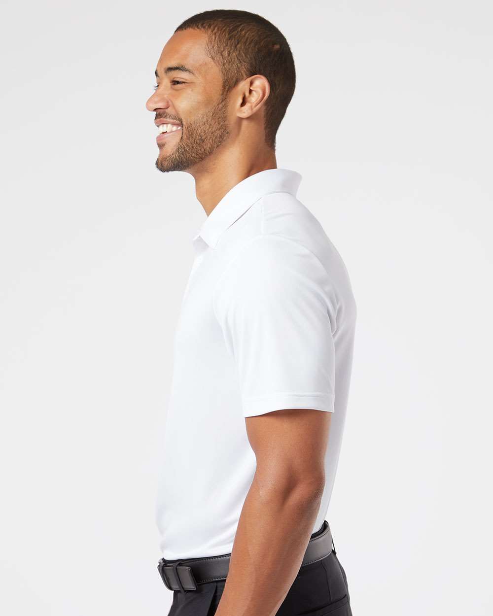 Men's Floating 3-Stripes Polo - OnModelSide - B03053003 - White/ Black