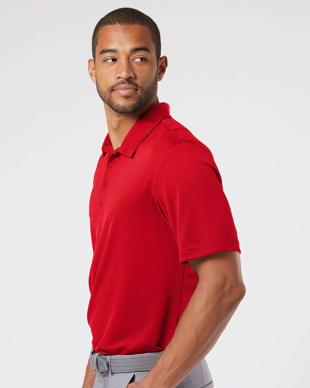 Men's Floating 3-Stripes Polo - OnModelSide - B03053703 - Team Power Red/ White