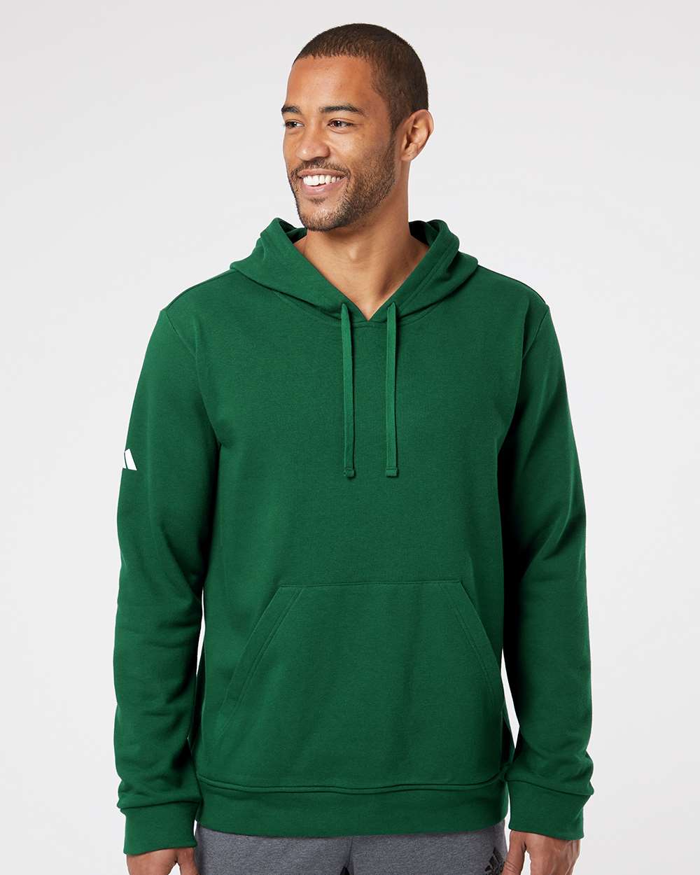 Unisex Fleece Hooded Sweatshirt - OnModelFront - B03853172 - Collegiate Green