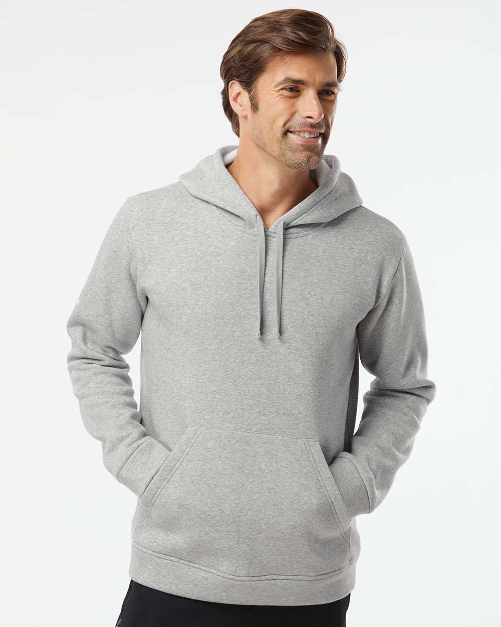 Unisex Fleece Hooded Sweatshirt - OnModelFront - B03853572 - Grey Heather