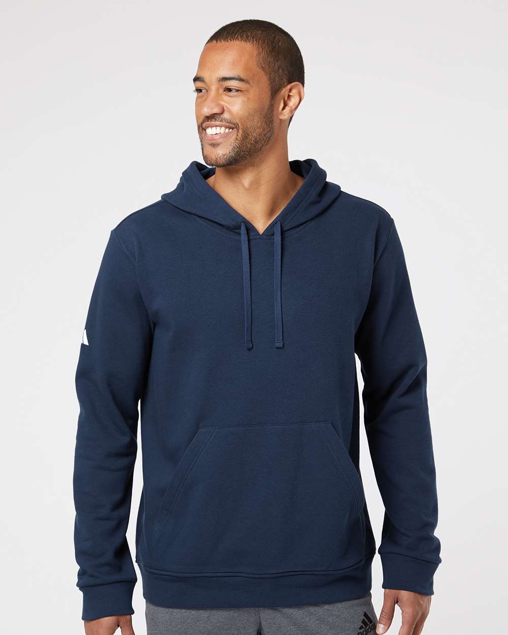 Unisex Fleece Hooded Sweatshirt - OnModelFront - B03853652 - Collegiate Navy