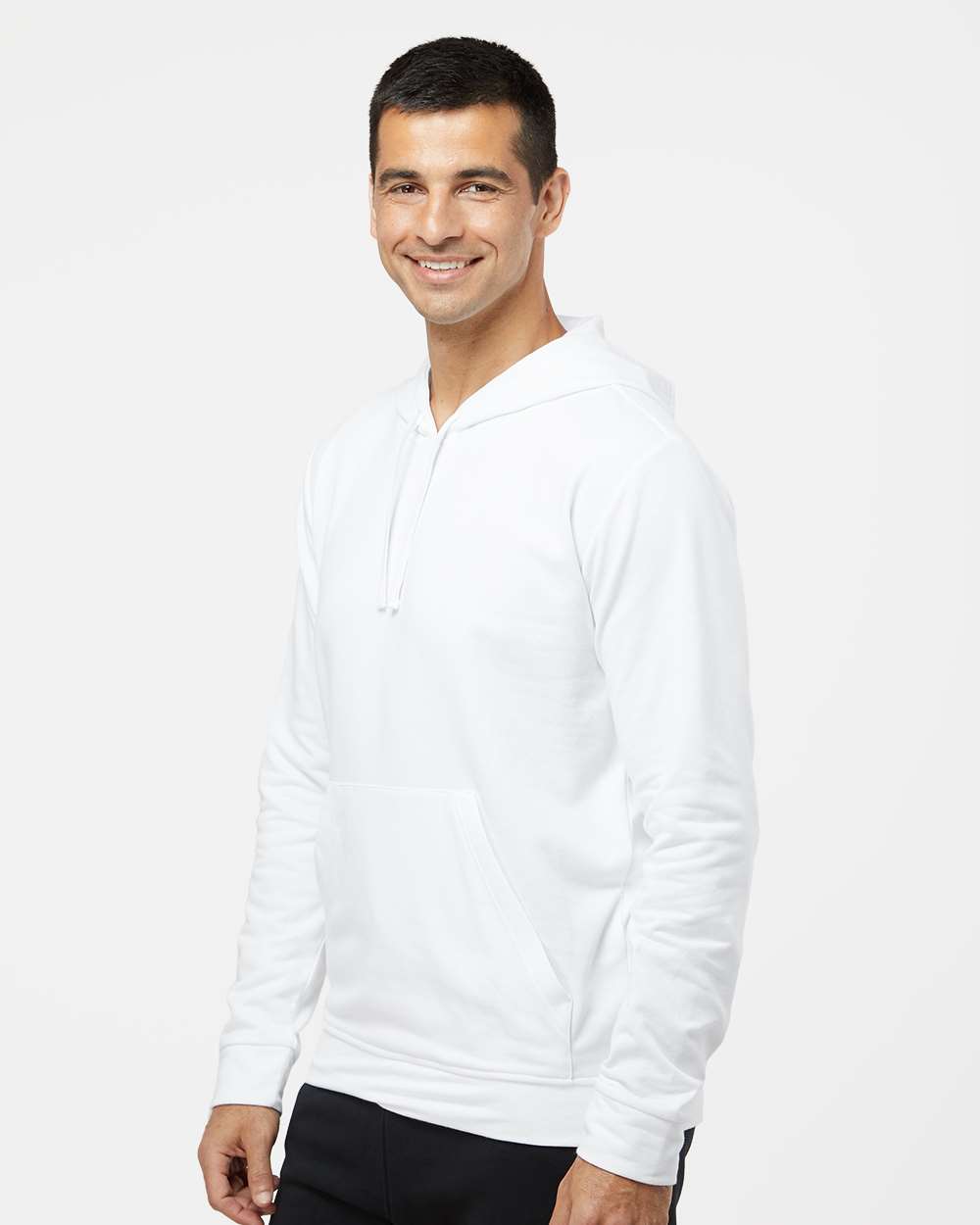 Unisex Fleece Hooded Sweatshirt - OnModelSide - B03853002 - White