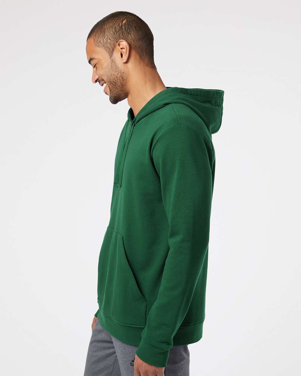 Unisex Fleece Hooded Sweatshirt - OnModelSide - B03853172 - Collegiate Green