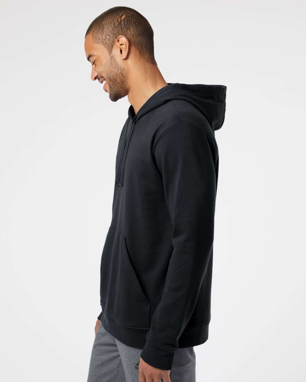 Unisex Fleece Hooded Sweatshirt - OnModelSide - B03853502 - Black