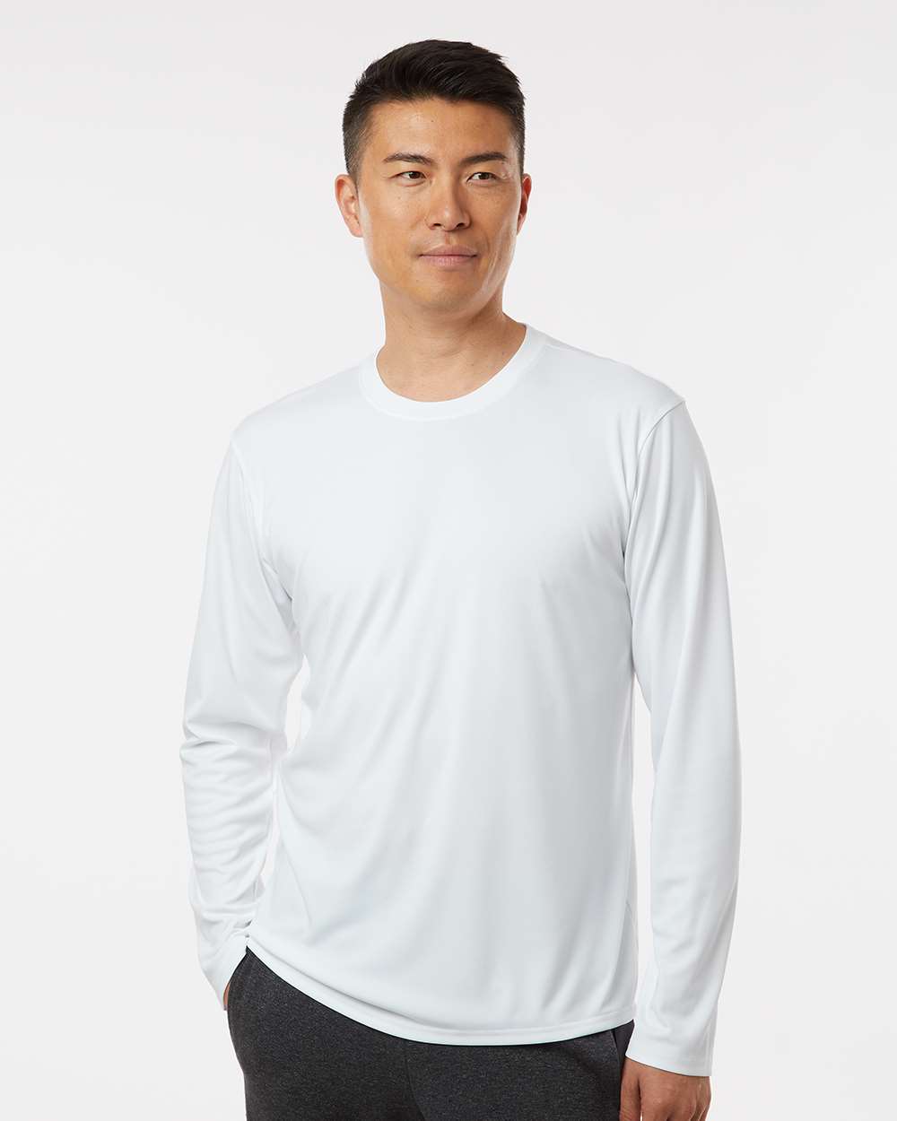 Unisex Pro-Lock Performance Long Sleeve T-Shirt - OnModelFront - B00496002 - White
