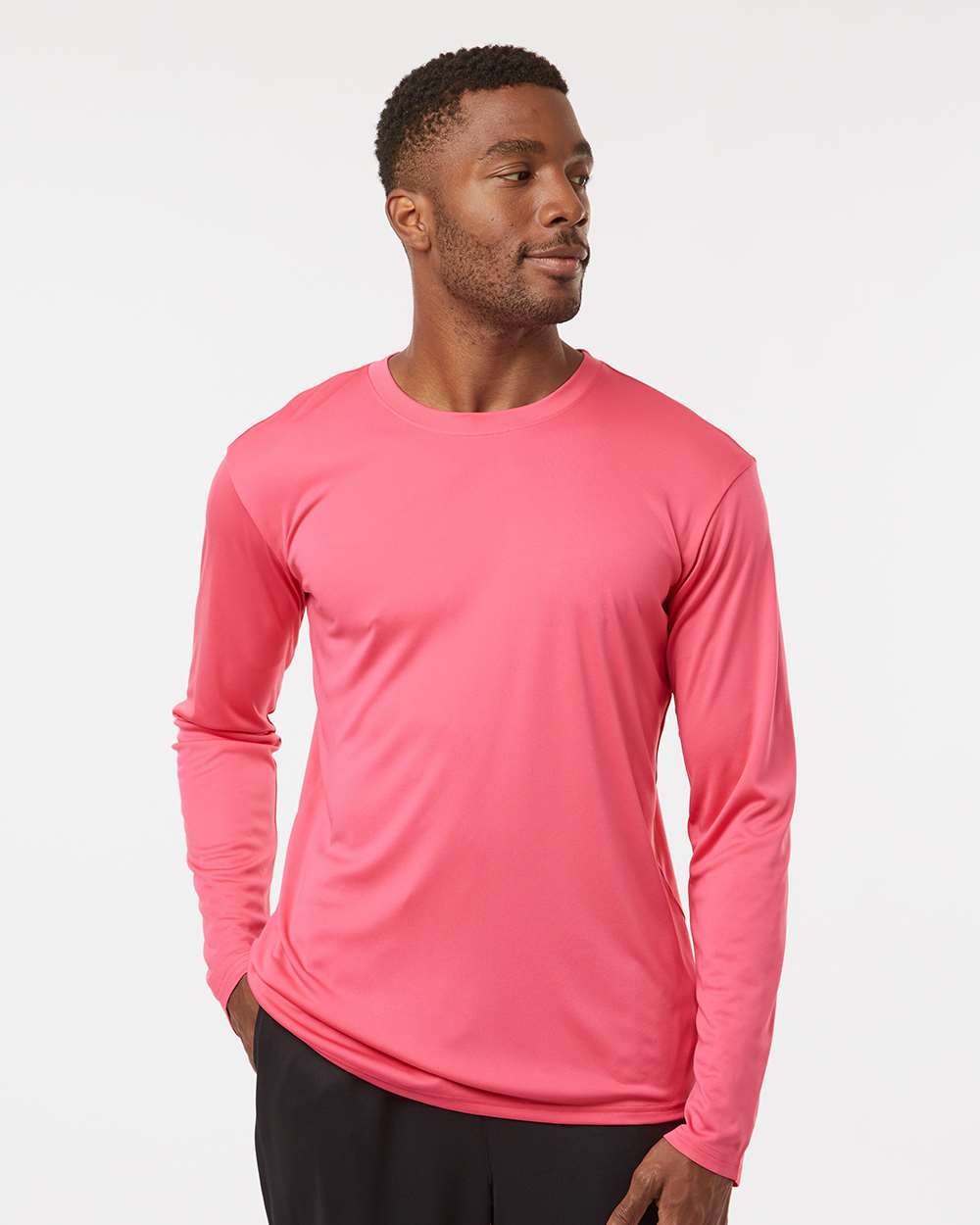 Unisex Pro-Lock Performance Long Sleeve T-Shirt - OnModelFront - B00496302 - Bright Pink