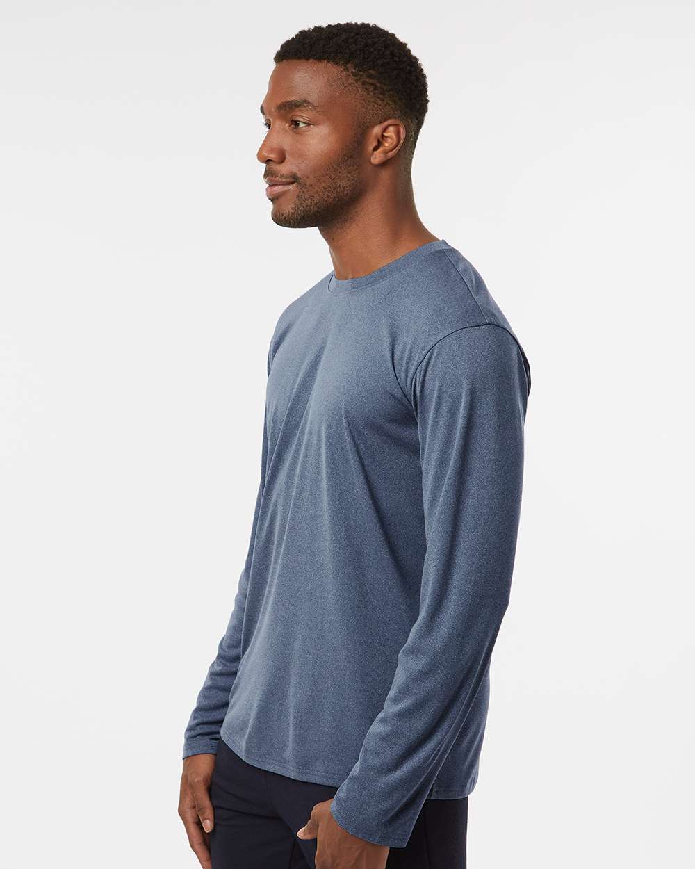 Unisex Pro-Lock Performance Long Sleeve T-Shirt - OnModelSide - B00496652 - Heather Navy