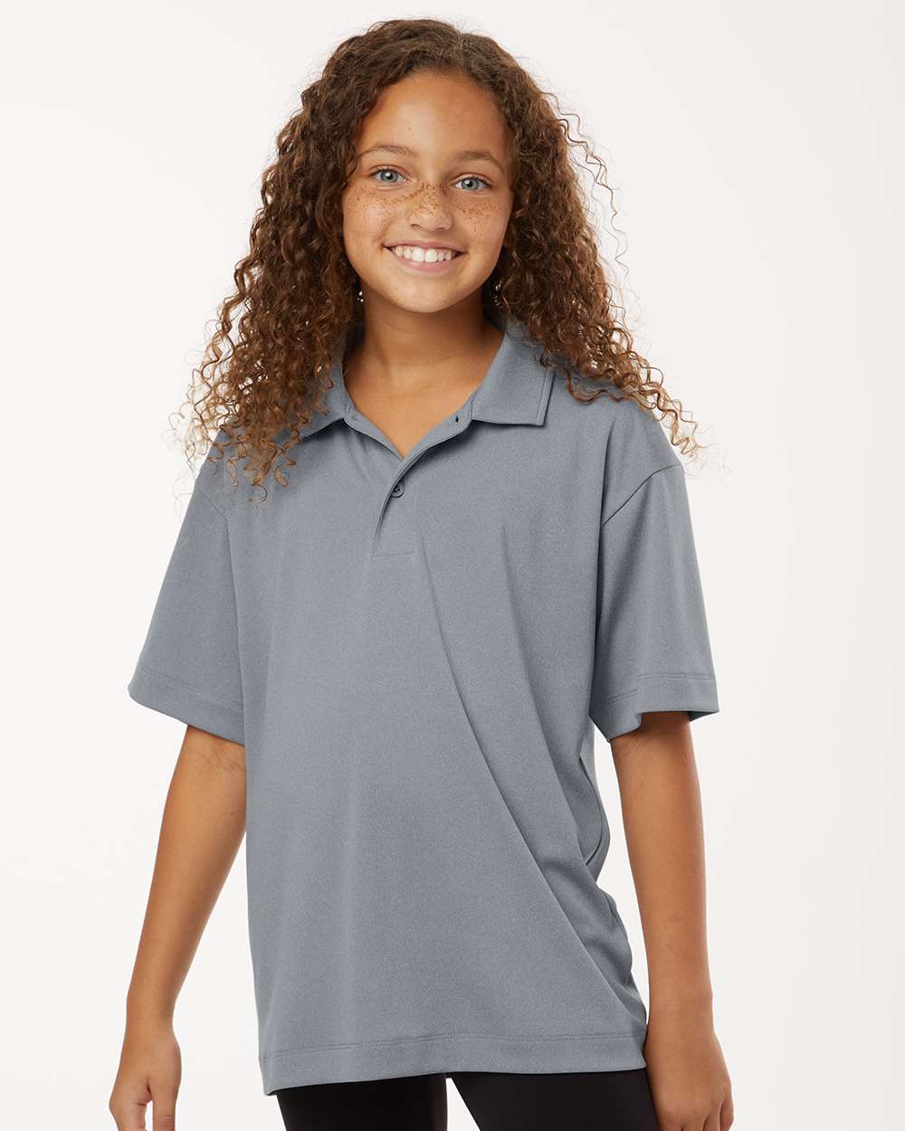 Youth Pro-Lock Performance Polo - OnModelFront - B00696092 - Heather Steel