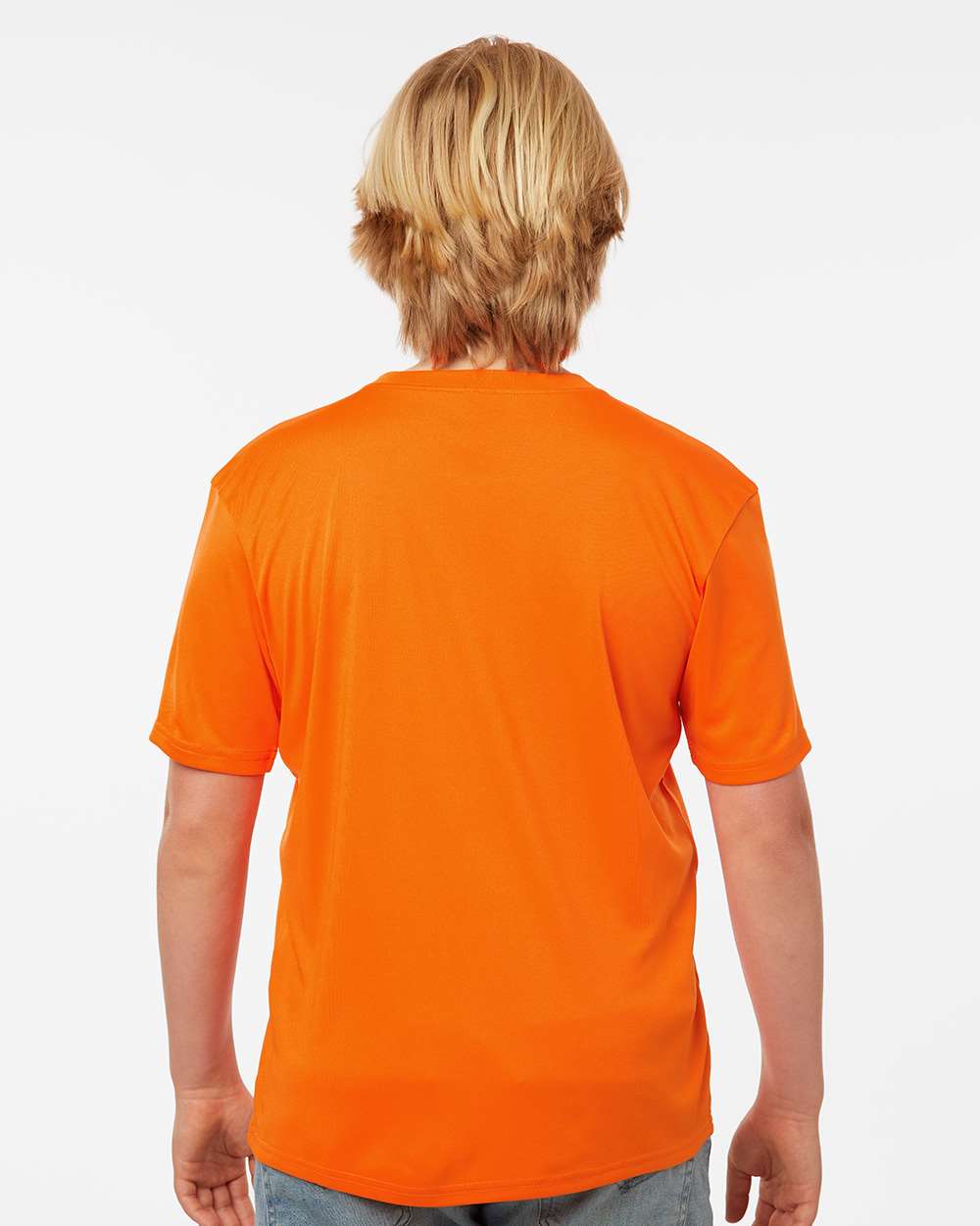 Youth Pro-Lock Performance T-Shirt - OnModelBack - B00896662 - Neon Orange