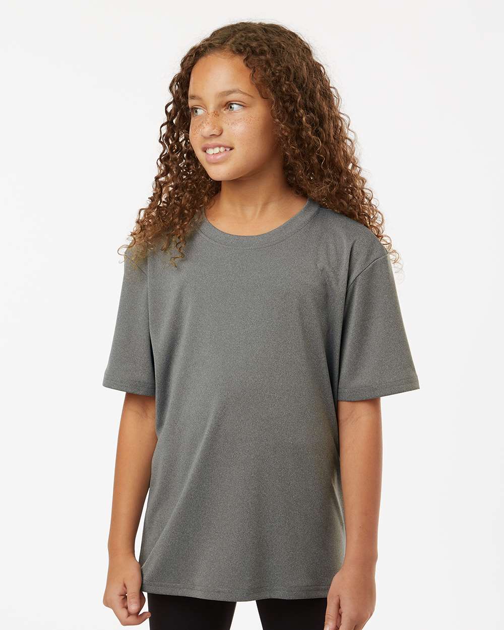 Youth Pro-Lock Performance T-Shirt - OnModelFront - B00896112 - Heather Granite