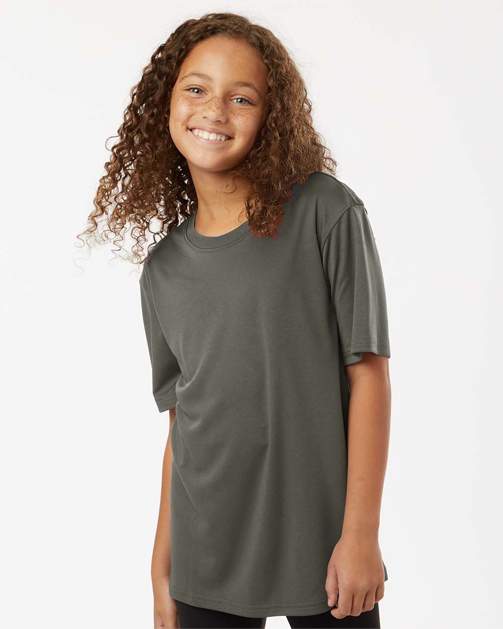 Youth Pro-Lock Performance T-Shirt - OnModelFront - B00896592 - Charcoal