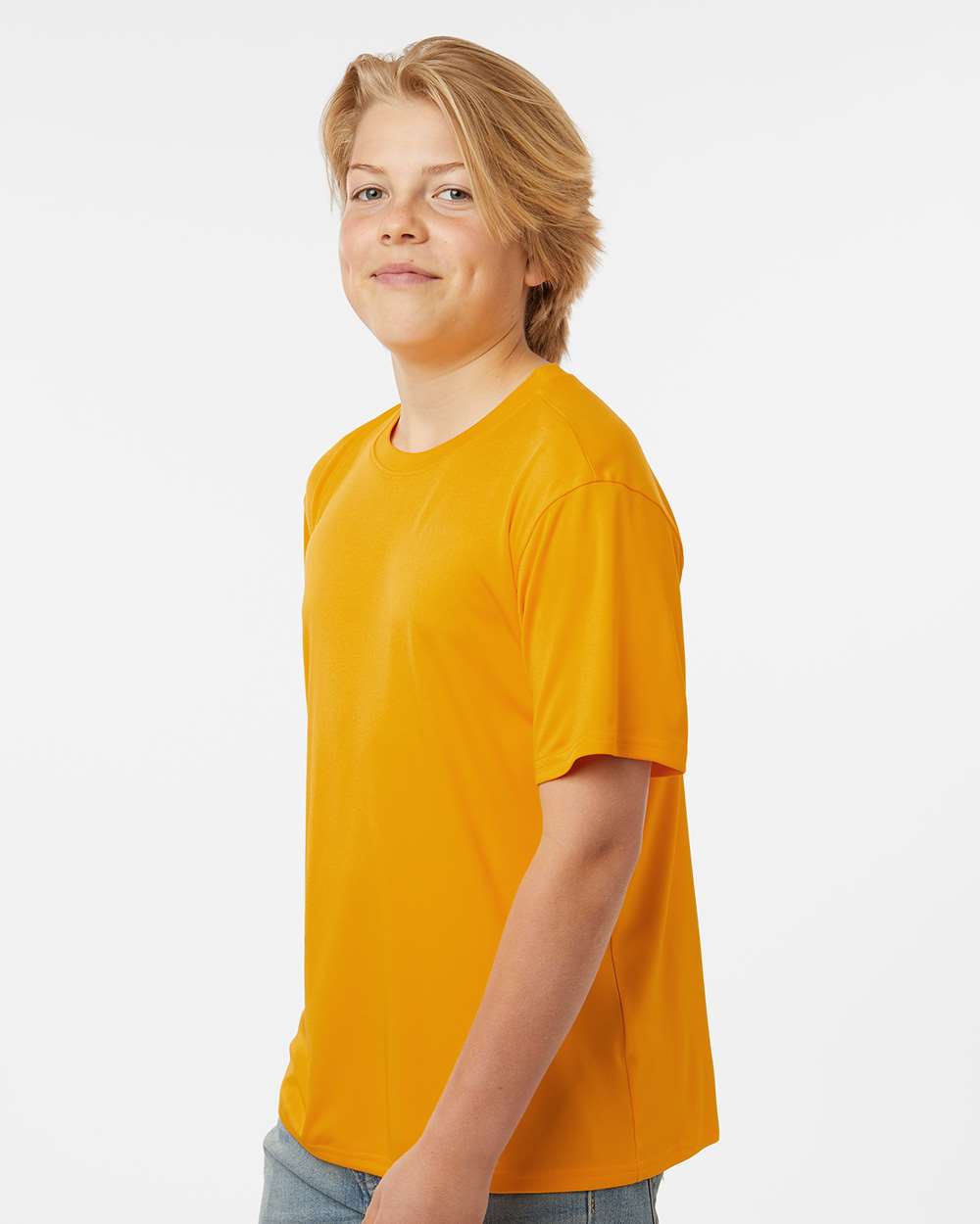 Youth Pro-Lock Performance T-Shirt - OnModelSide - B00896122 - Gold