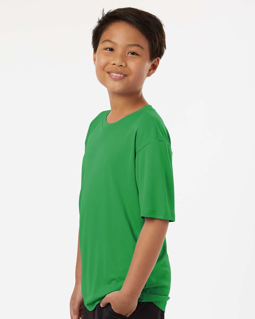 Youth Pro-Lock Performance T-Shirt - OnModelSide - B00896172 - Kelly Green
