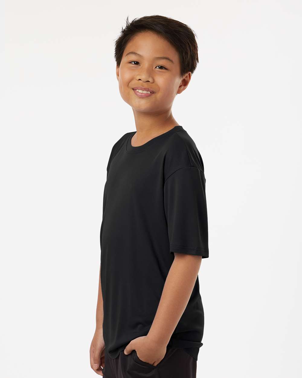 Youth Pro-Lock Performance T-Shirt - OnModelSide - B00896502 - Black
