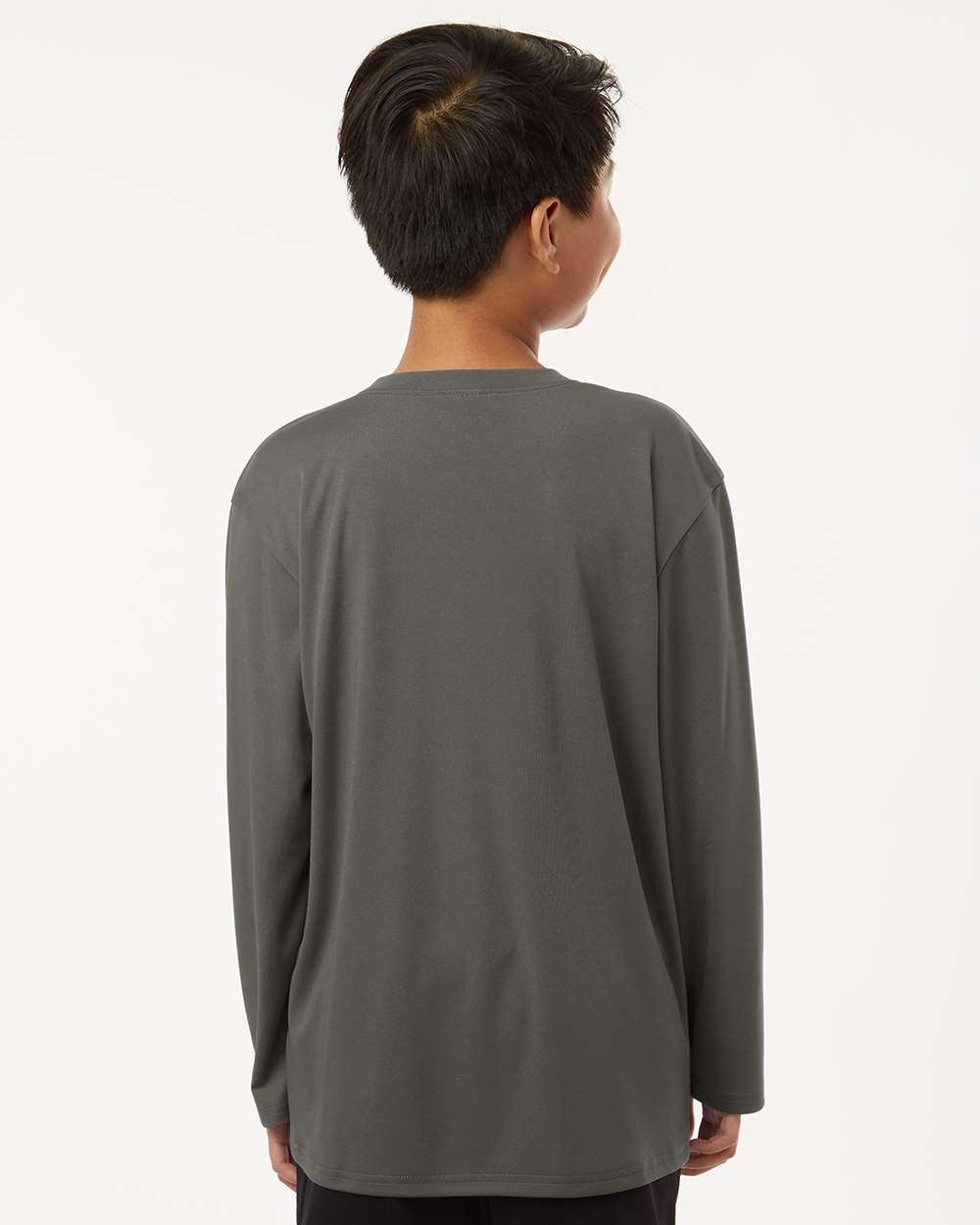 Youth Pro-Lock Performance Long Sleeve T-Shirt - OnModelBack - B00996592 - Charcoal